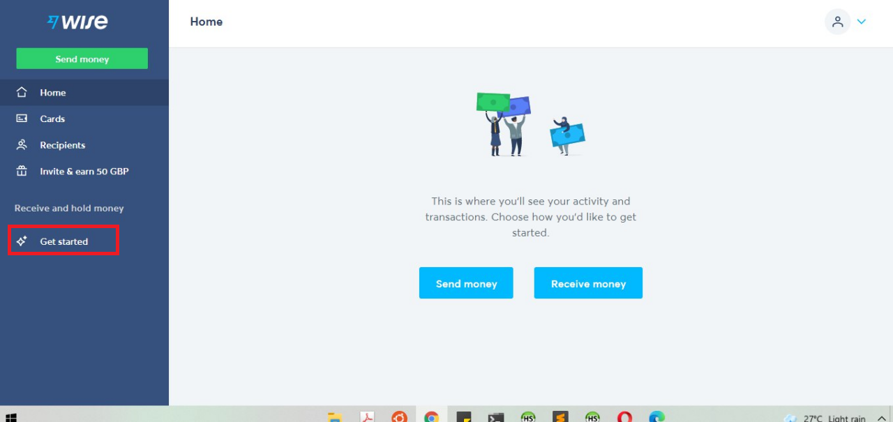 Desktop: how to open bank account online for free with Wise - Shared How